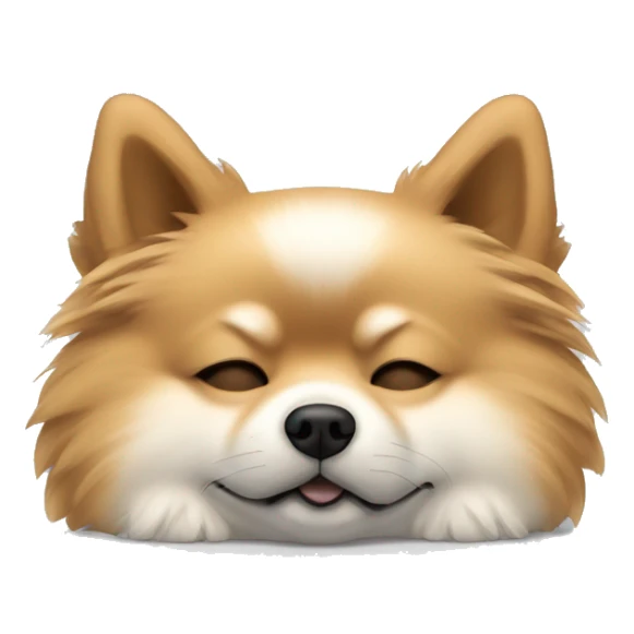 sleeping lying down pomeranian-spitz mix light brown and white with gray ears sticker
