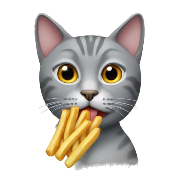 gray cat holding french fry sticker