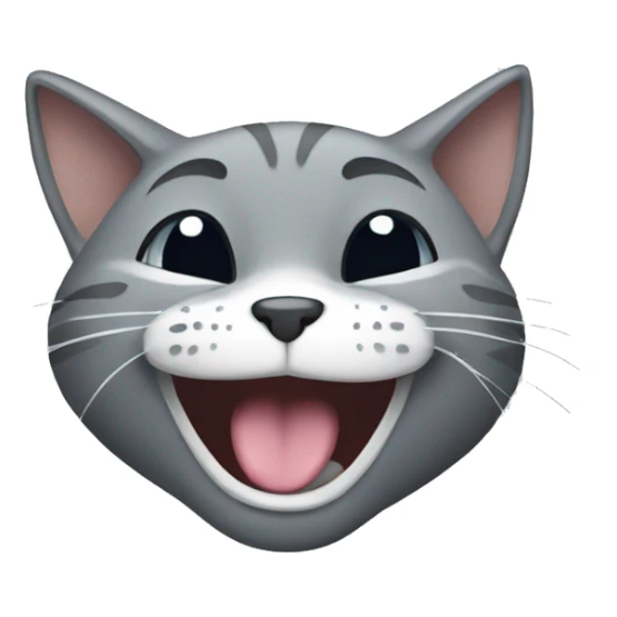 gray cat laughing crying tears emoji sticker