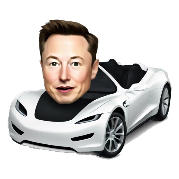 elon musk in a tesla roadster sticker
