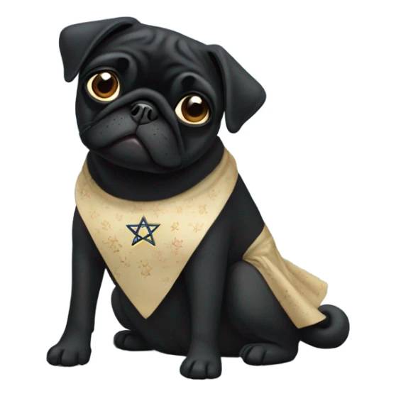 Black pug in a Jewish star dress sticker