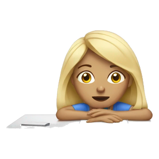 Woman blonde tired at desk sticker
