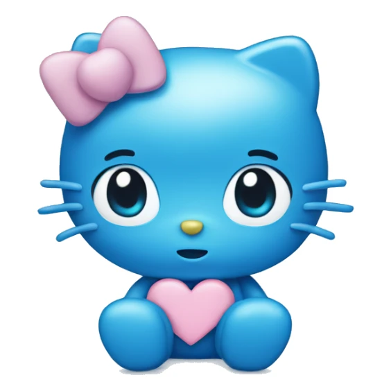 Blue hello kitty with a blue pastel heart sticker