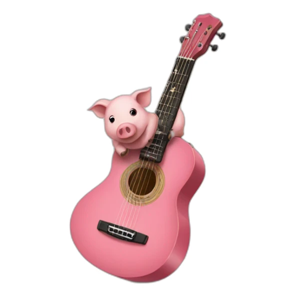 cochon rose joue de la guitare sticker