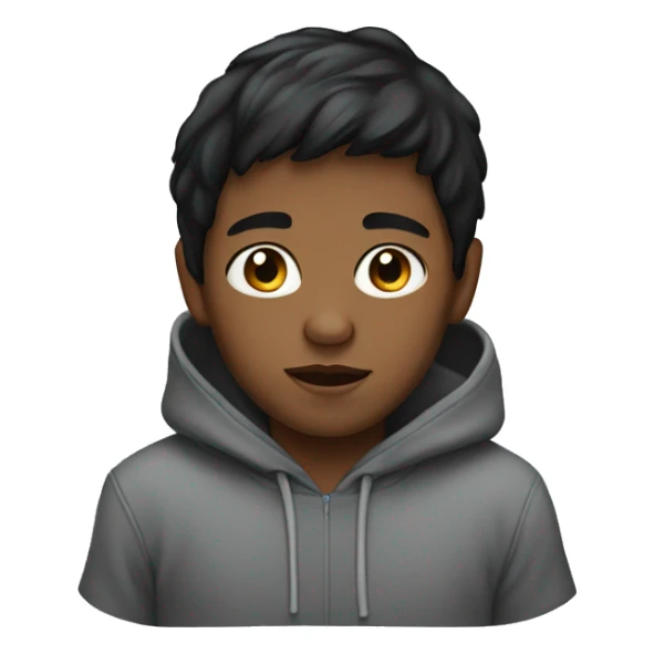 A  black-haired  little  boy  wearing  a  hoodie. sticker