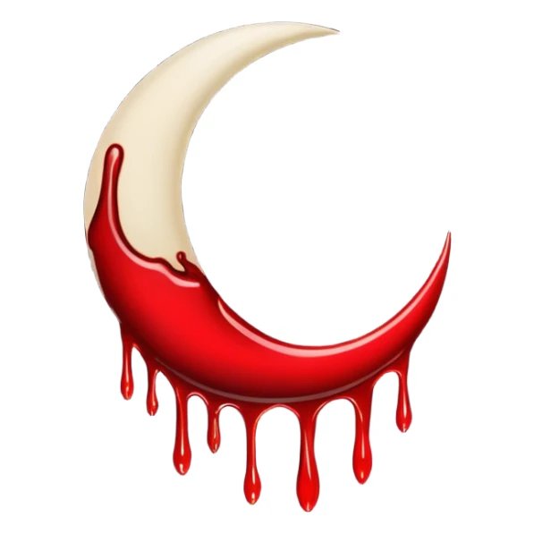 Black crescent moon with blood dripping from it  sticker