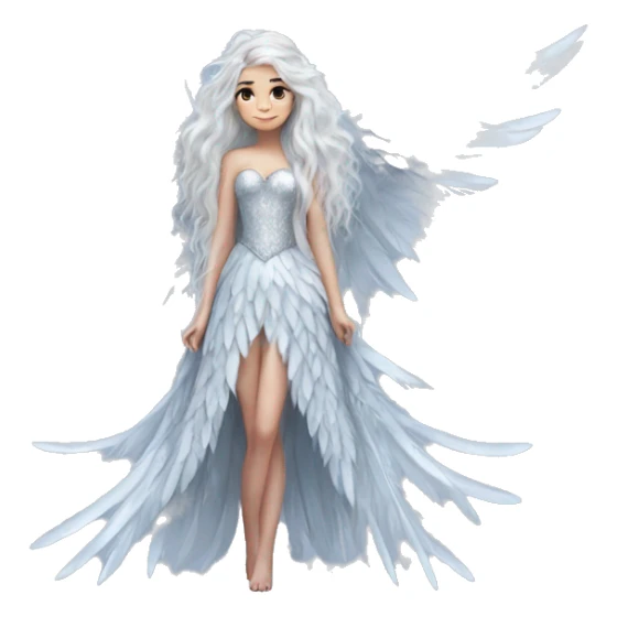 big wings, silver, feather, icy ,snowflake, Beautiful, fairy, long hair sticker