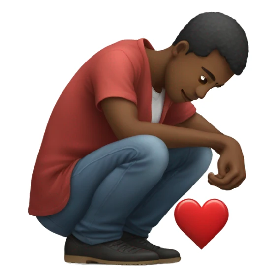 Man on knees with heart in hand sticker
