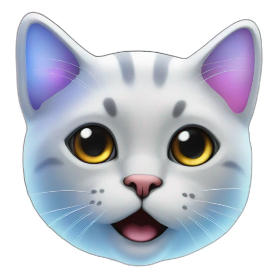 suprising small cat face, spreading out nebula with dark cosmic space background sticker