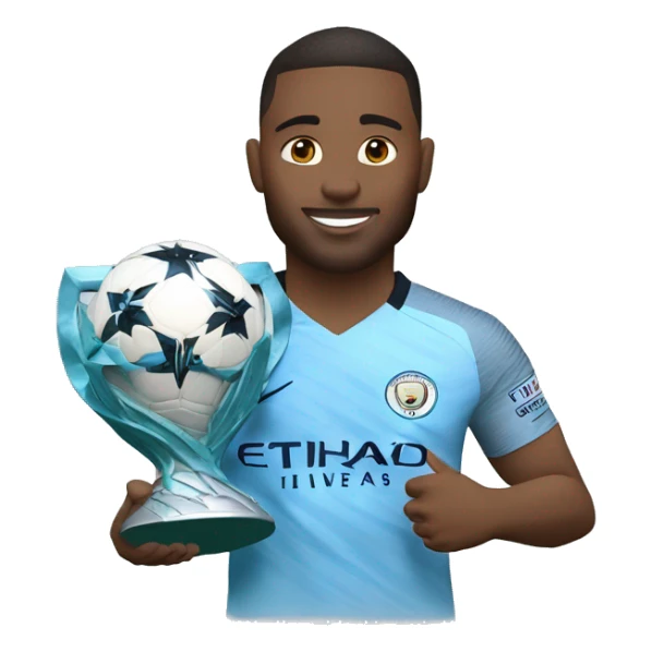 a manchester city faan holding the UEFA Champions League sticker