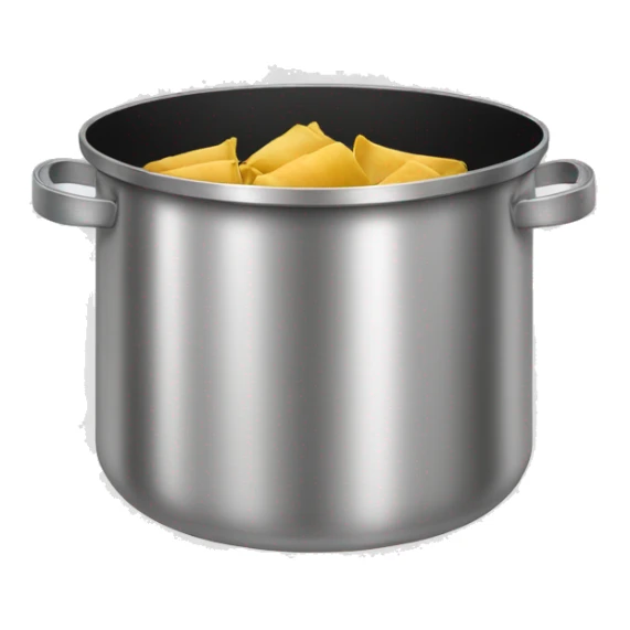 Stainless steel pot with black handlers, tamales inside sticker
