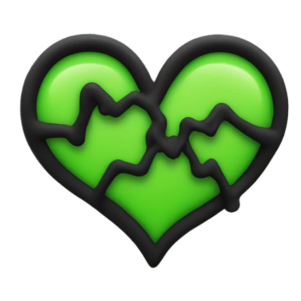 acid green heart with black “brat” text sticker