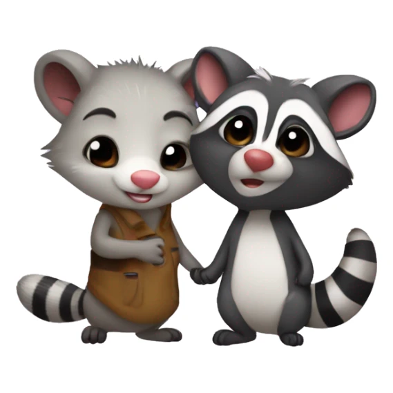 Opossum and raccoon in love  sticker