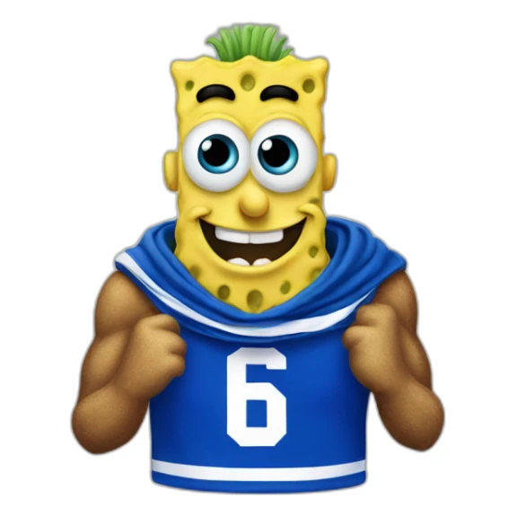 spongebob wearing a north melbourne AFL scarf sticker