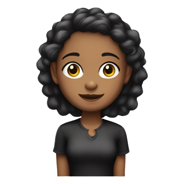 Menina de pele clara e cabelo preto cacheado com camisa roxa sticker