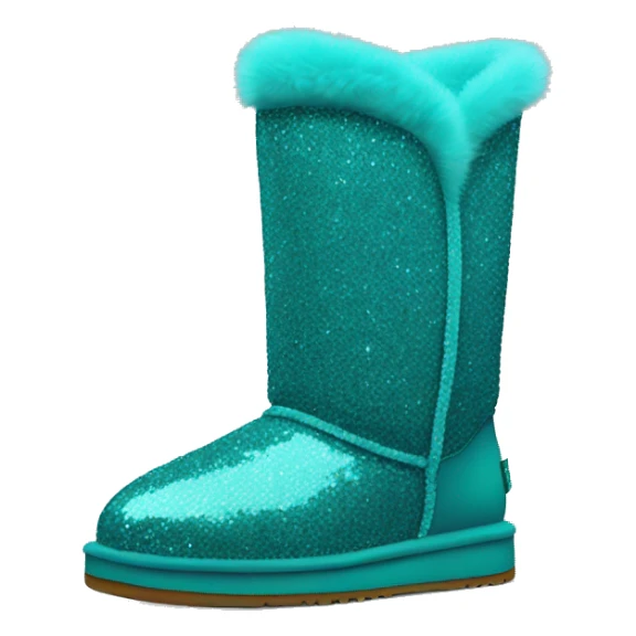 Realistic teal glitter and fur Ugg boots. sticker