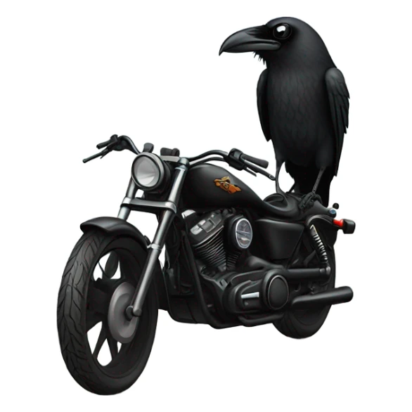Crow wearing sunglasses beside a Harley  sticker