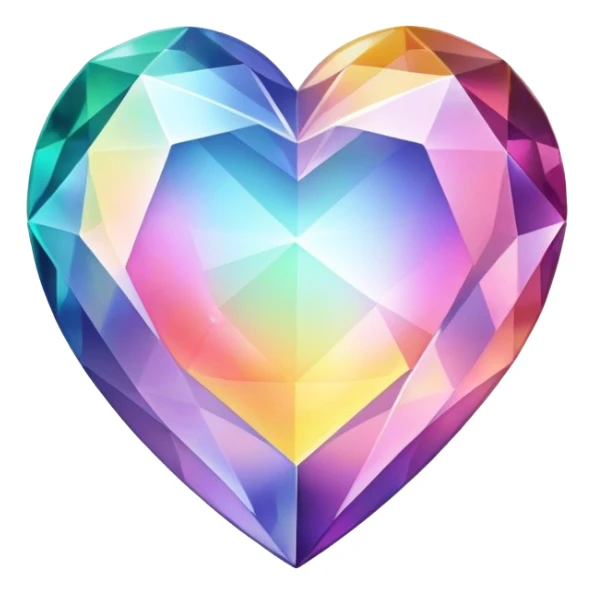 Gradient purple indigo blue cyan green crystal heart sticker