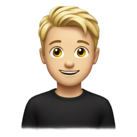 smiling boy in black shirt sticker