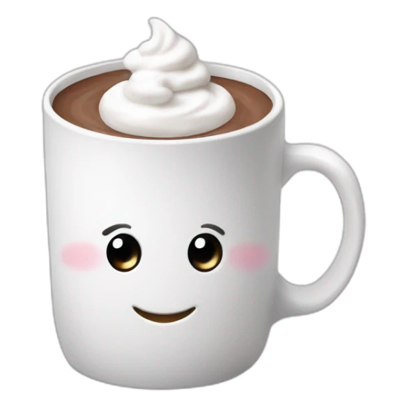 white mug of hot chocolate with marshmallows and whipped cream sticker