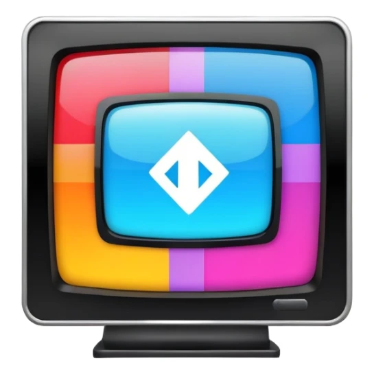 TV with a 2x2 channel grid on the screen, each section showing a unique symbol sticker