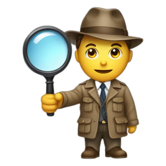 A detective in a detective outfit full body with a magnifying glass sticker