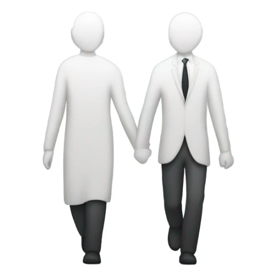 A minimalist emoji showing two people walking side by side with speech bubbles above their heads to represent an informal conversation. sticker
