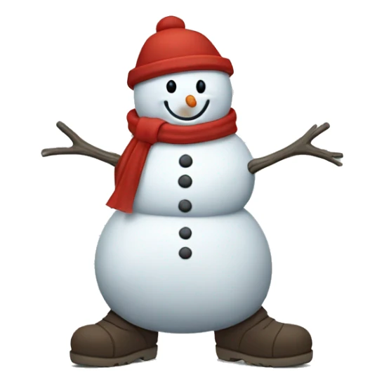 A snowman trying not to melt wearing a red trench coat and snow boots sticker