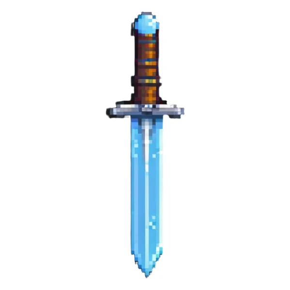 pixel art style diamond sword reminiscent of retro games sticker