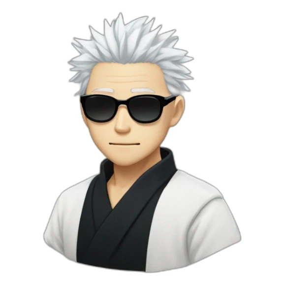 Gojo satoru from jujutsu kaisen, white hair, round black sunglasses sticker