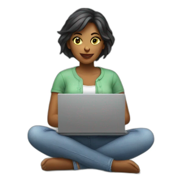 woman with laptop and money sticker