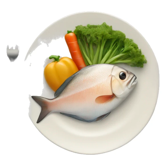 A plate of tieb with vegetables and fish sticker