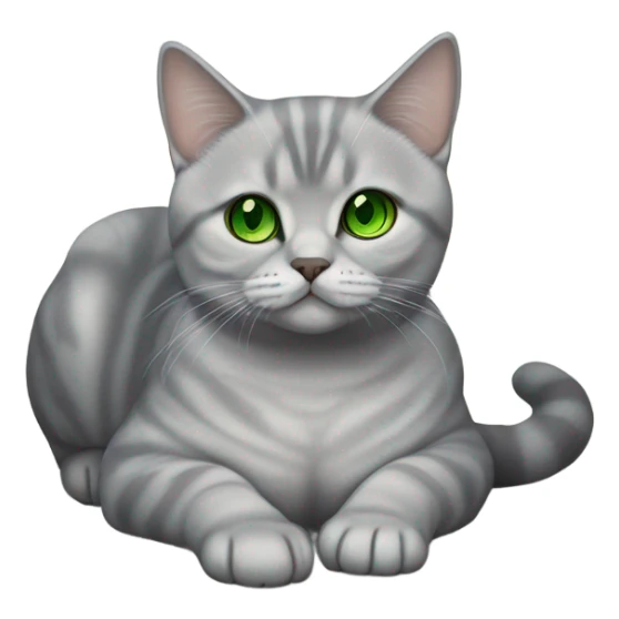 Silver Shaded British Shorthair with green eyes lying on the floor sticker