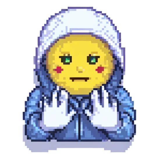 cold face emoji with hands in the shape of an L sticker