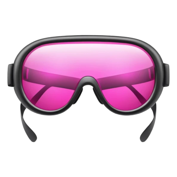 futuristic safety glasses with bright pink lenses, minimalist design sticker