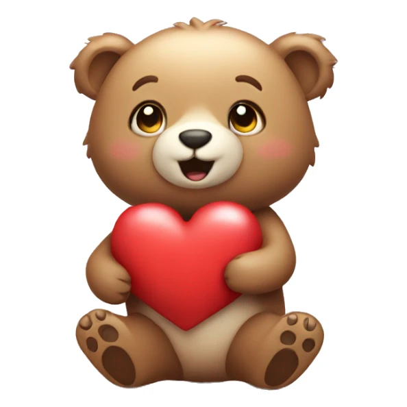 Cute bear holding a heart in the air  sticker