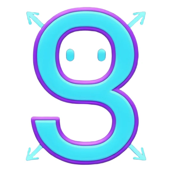futuristic minimalistic emoji icon, letters "G" formed by three glowing digital lines representing Storm, Atom and NoizeGames, neon purple (#8B5CF6) and cyan (#00E0FF) on dark background, modern tech style, 1:1 aspect ratio sticker