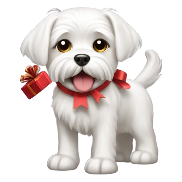 Maltese dog with a gift in its mouth sticker