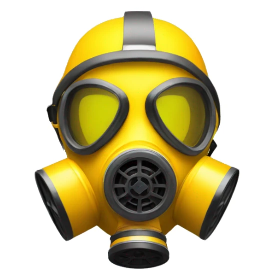 a yellow emoji weraing a gas mask. Make it seems if it was from apple sticker