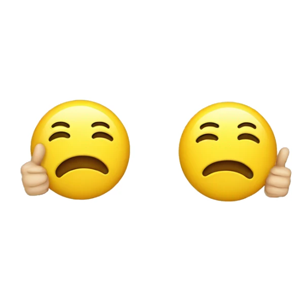 Yellow classic single smiley emoji with a bored face doing and two hands doing thumbs up sticker