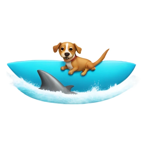 Dog surfing with a shark in Maldives sticker