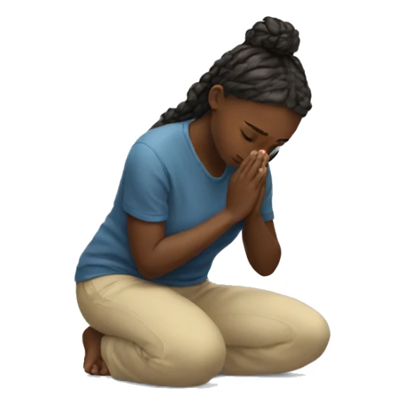 Girl on her knees prays sticker
