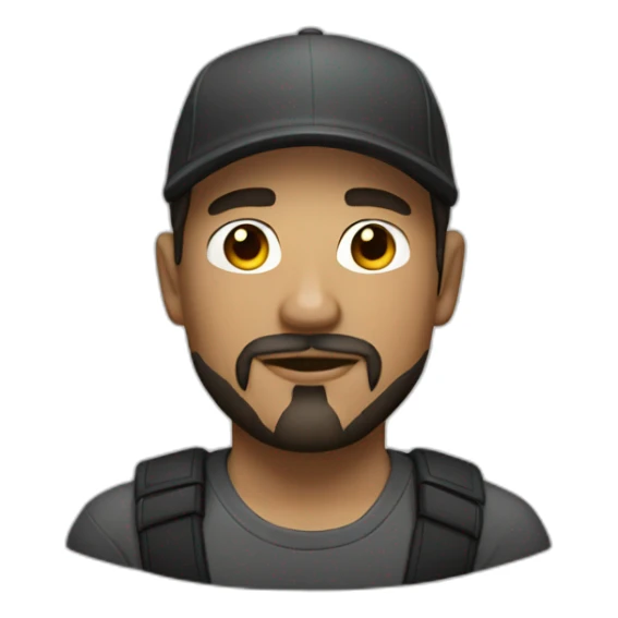 White man dark hair backwards cap goatee no beard sticker