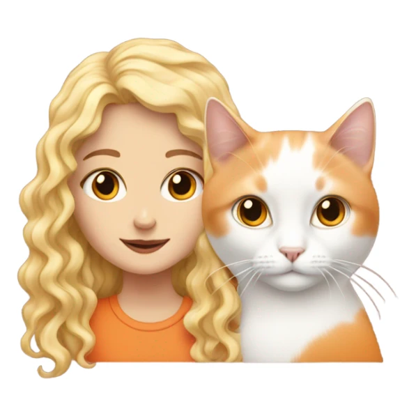 White girl w curly orange girl w her white cat sticker