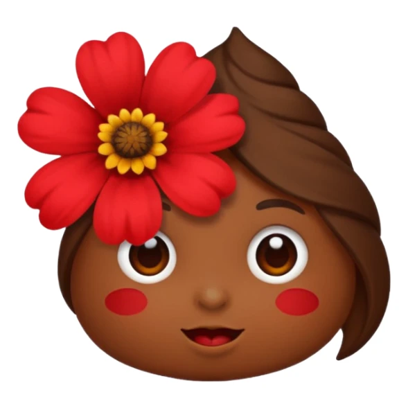 a little poop, who give a red flower sticker
