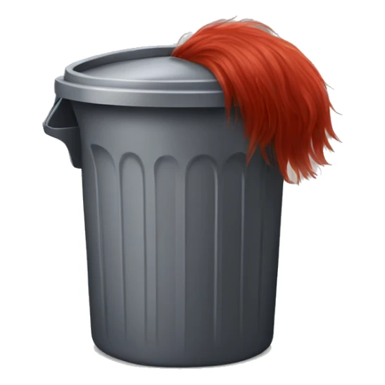 Trash can with red hair sticker