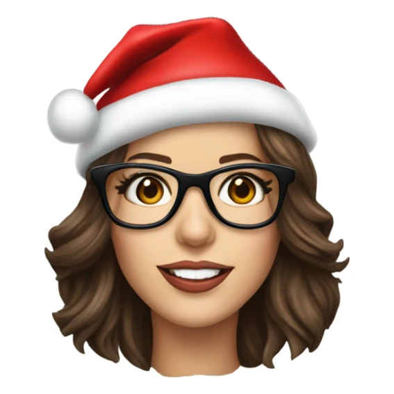 Kate Beckinsale with glasses  and santa hat sticker