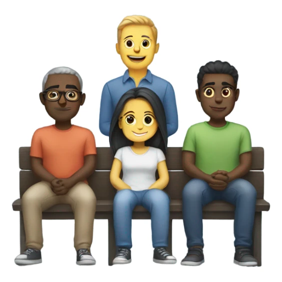row of 6 people sitting sticker