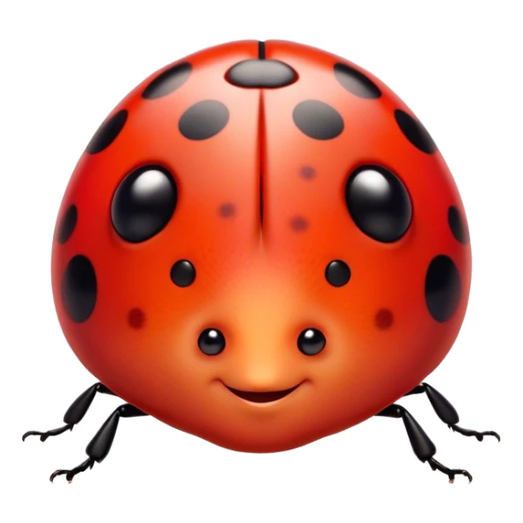 Cinematic Cute Ladybug Portrait Emoji, Head tilted playfully and inquisitively, featuring a diminutive, adorable form with a glossy red shell dotted with playful black spots and round, sparkling eyes full of gentle mischief, Simplified yet irresistibly adorable features, highly detailed, glowing with a warm, inviting glow, high shine, affectionate and lively, stylized with a touch of whimsical garden charm, soft glowing outline, capturing the essence of a mischievous ladybug that seems as if it could flutter out of the screen into your arms! sticker