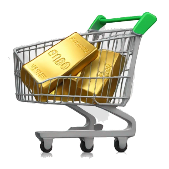 Loaded Shopping Cart with one gold bar  with 100K written on it sticker